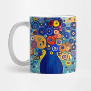 Cute Abstract Flowers in a Blue Vase Still Life Painting Mug